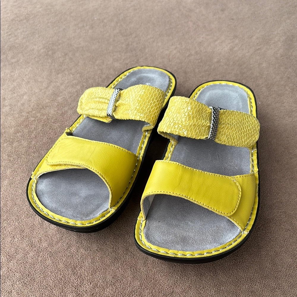 Alegria Yellow and Gray Sandals with Padded Insole